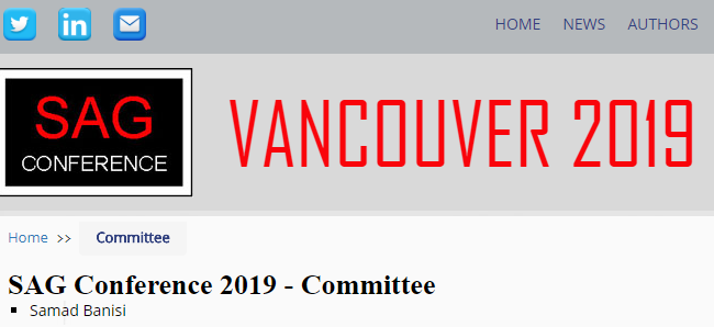 انتخاب دکتر صمد بنیسی به عنوان عضو کمیته بین المللی کنفرانس SAG 2019 کانادا